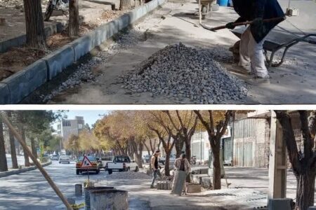 ادامه عملیات جدول‌گذاری در بلوار مدرس شهرضا